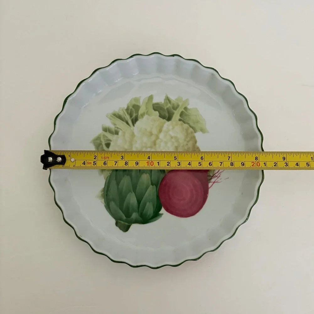 Vintage PHILIPPE DESHOULIERES Vegetable Porcelain Quiche Tart Dish France